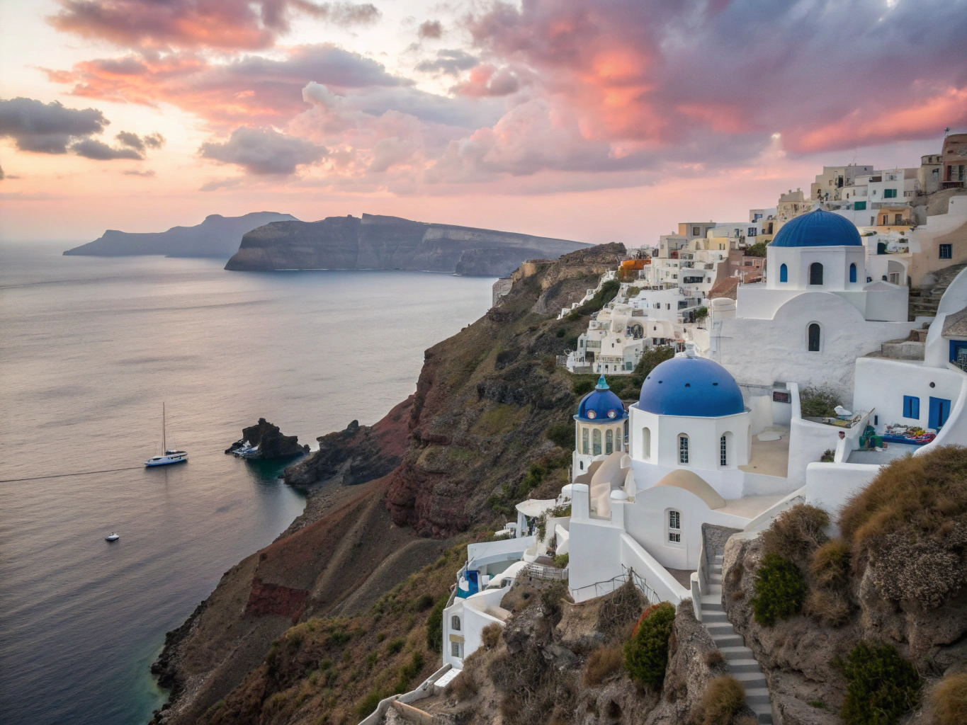 Scenic southern views and traditional architecture in Santorini